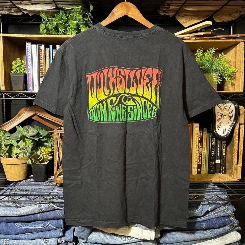 Vintage Y2K Quiksilver Surf Tee Black Double Sided Surfer Skater Shirt Men Large